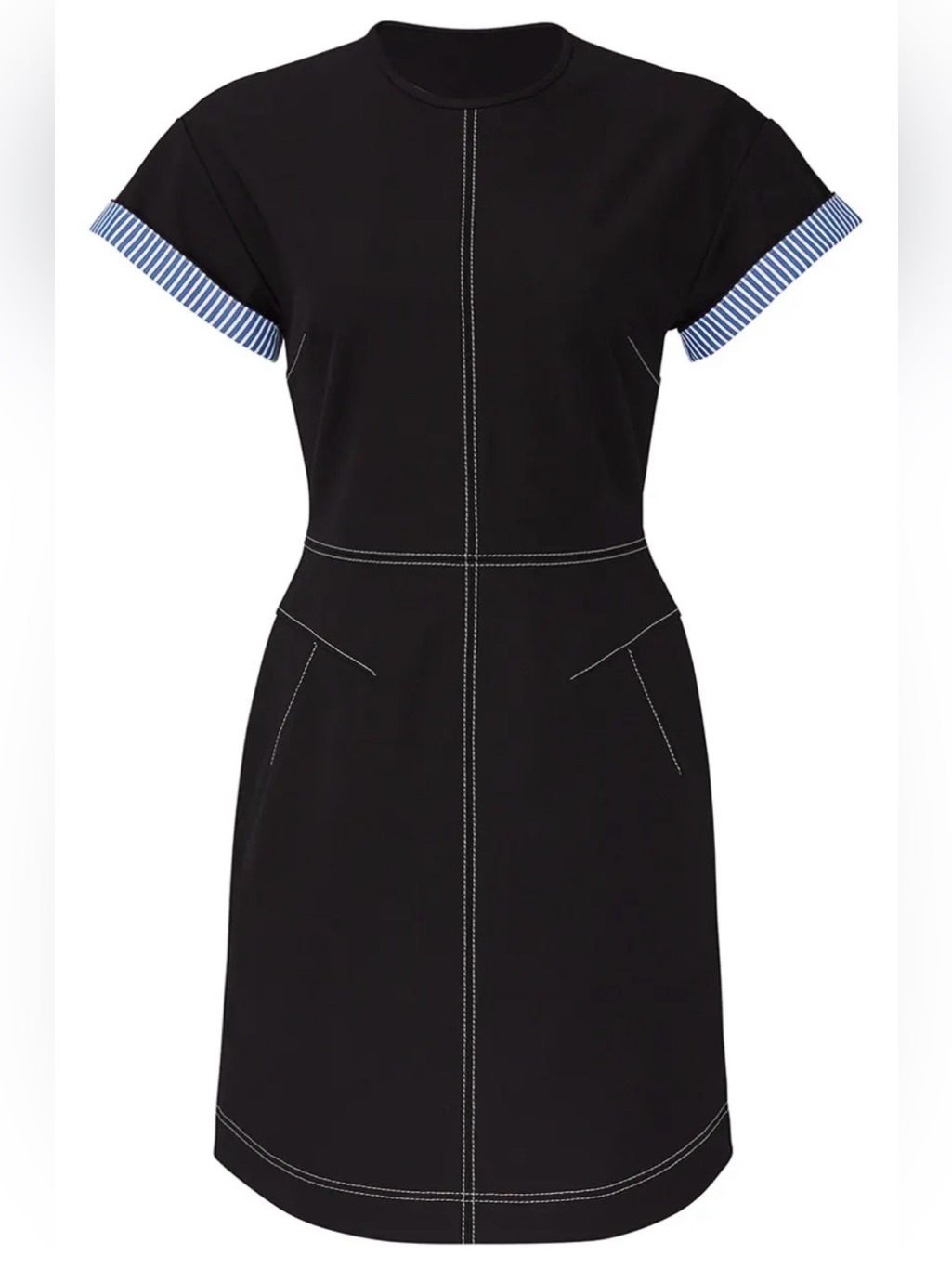 Nwt Derek Lam 10 Crosby Black Contrast Stitch Mini Dress Sz 2